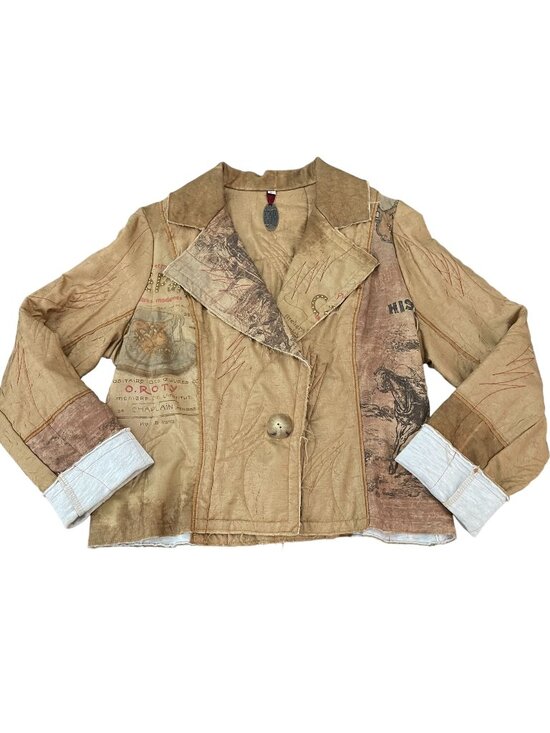Scissors Paper Rock Jackets & Blazers - Scissors Paper Rock Women's Gold Taupe Wild West Art Wear Jacket USA Made, Size